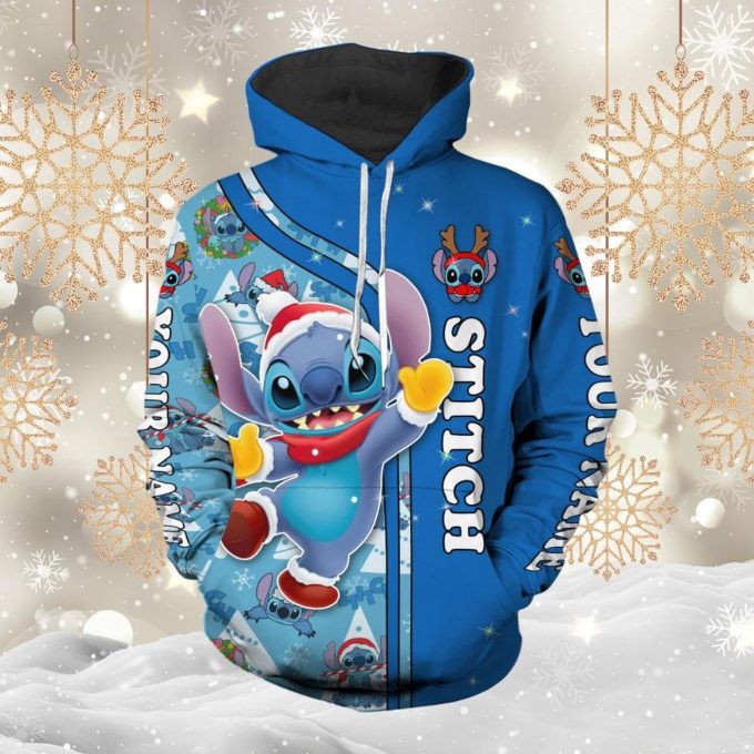 Disney Stitch Christmas Shirt Cute Stitch Hoodie Santa Trendy Hoodie Xmas 2024 Christmas Party Shirt