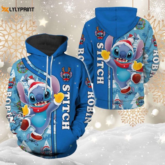 Disney Stitch Christmas Shirt Cute Stitch Hoodie Santa Trendy Hoodie Xmas 2024 Christmas Party Shirt