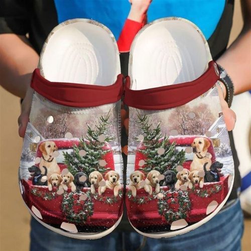 Dog Christmas Truck Gift: Classic Water Rubber Clog Crocs-Shoes for Fans