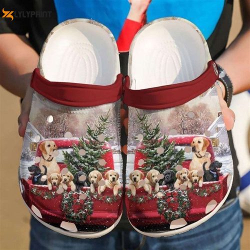 Dog Christmas Truck Gift: Classic Water Rubber Clog Crocs-Shoes for Fans