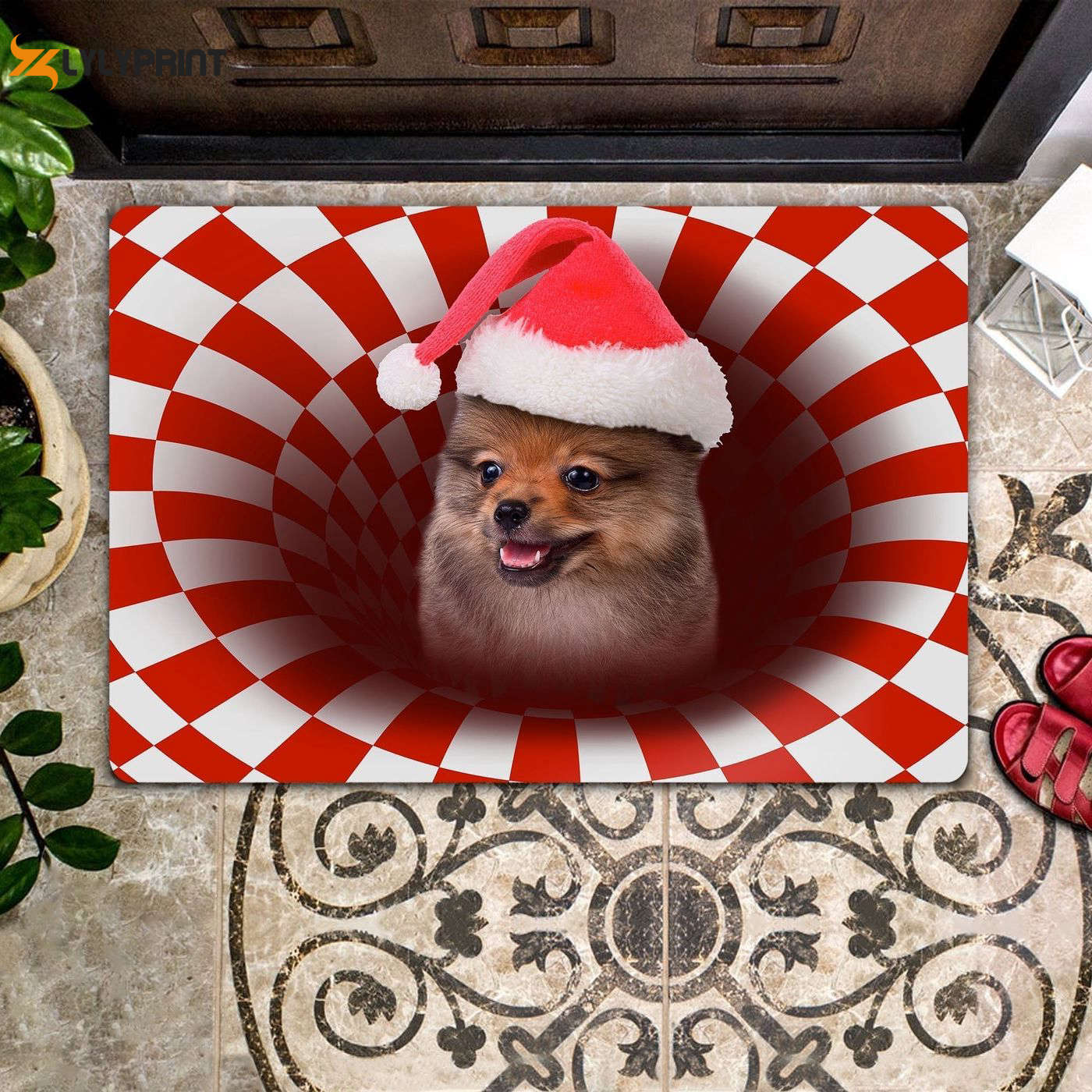 Pomeranian Christmas Doormat: Perfect Housewarming Gift for Dog Lovers Pomeranian Christmas Doormat: Perfect Housewarming Gift for Dog Lovers