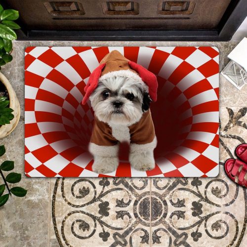 Shih Tzu Christmas Doormat – Perfect Housewarming Gift for Dog Lovers