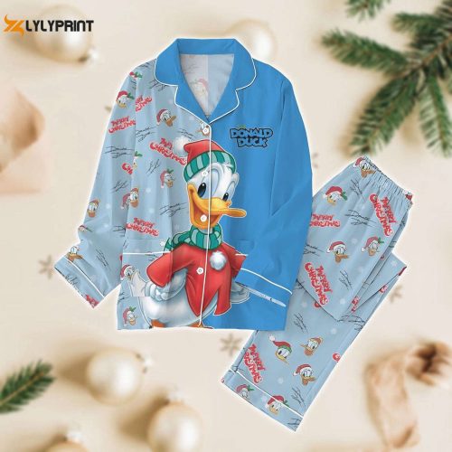 Donald Duck & Winnie The Pooh Christmas Pajamas Set – Disney Cartoon PJ Pants for Xmas