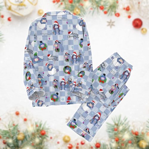 Christmas Pajamas Set: Eeyore & Winnie the Pooh Disney Santa Hat PJ Set – Perfect for Cartoon Movie Xmas Pajamas Family