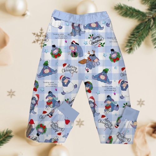 Disney Eeyore Christmas T-Shirt Pants Set: Festive Cartoon Santa Pajamas with Winnie The Pooh Movie Pj Set