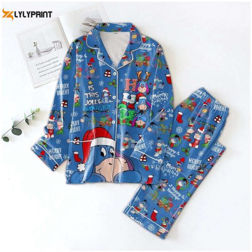 Disney Eeyore Pajamas Set: Festive Winnie Pooh Christmas Family PJs – Cartoon Movie Women s Holiday Sleepwear