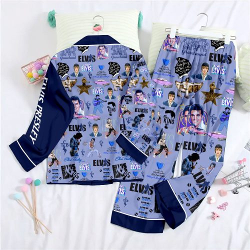 Elvis Presley Button Down Pajamas Set – Perfect Women s Gift for Christmas