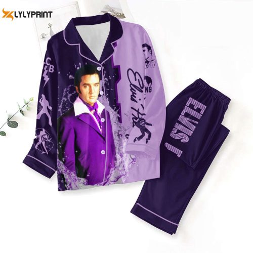 Elvis Presley Button Down Pajamas Set – Perfect Women s Christmas Gift