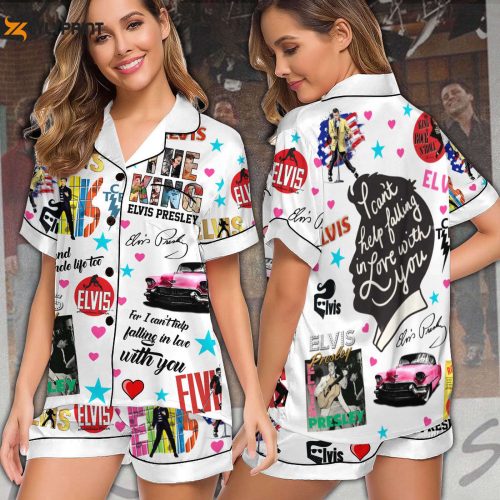 Women s Elvis Presley Imitation Silk Pajama Set – Short Sleeve Perfect Christmas Gift