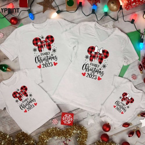 Stylish Family Christmas Shirt: Disney Mickey Mouse Gift Xmas Party Buffalo Plaid Pajamas