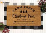Farm Fresh Christmas Trees Door Mat: Festive Christmas Doormat for Winter Decor
