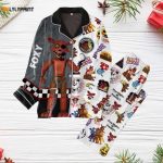 Get Spooked with Five Nights at Freddy s Foxy Pajamas Set – Perfect Horror Movie Shirt & Video Game Pajamas for Family Great Gift for Her!