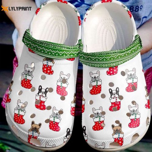 Stylish French Bulldog Frenchies In Socks Christmas Crocband Clog Shoes for Men & Women