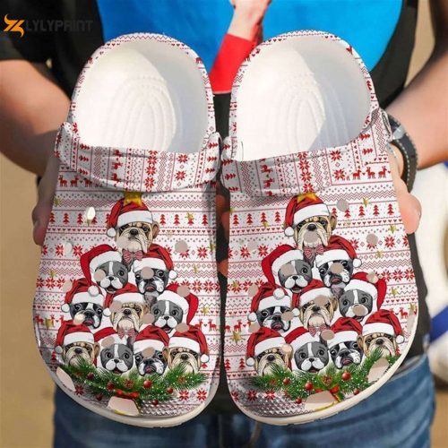 Festive French Bulldog Crocs - Merry Christmas Classic Clogs Shoes