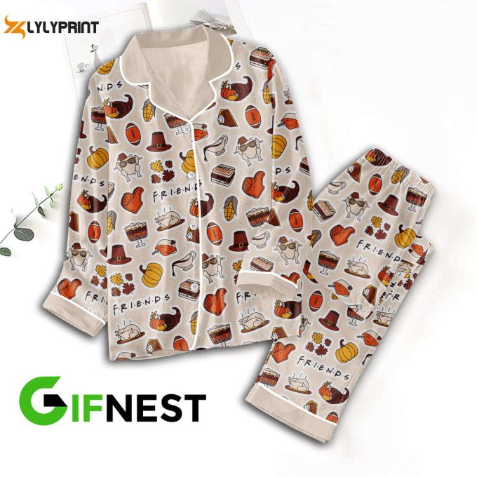 Stylish Friends Button Down Pajamas Set – Perfect Christmas Gift For Women