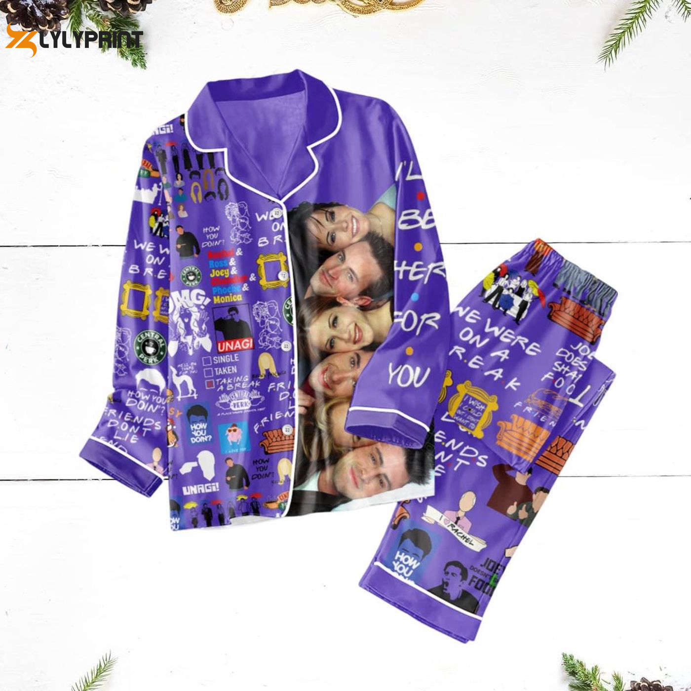 Friends TV Show Pajamas: Chandler Bing Series Set Christmas & Movie Women s PJs Friends TV Show Pajamas: Chandler Bing Series Set Christmas & Movie Women s PJs