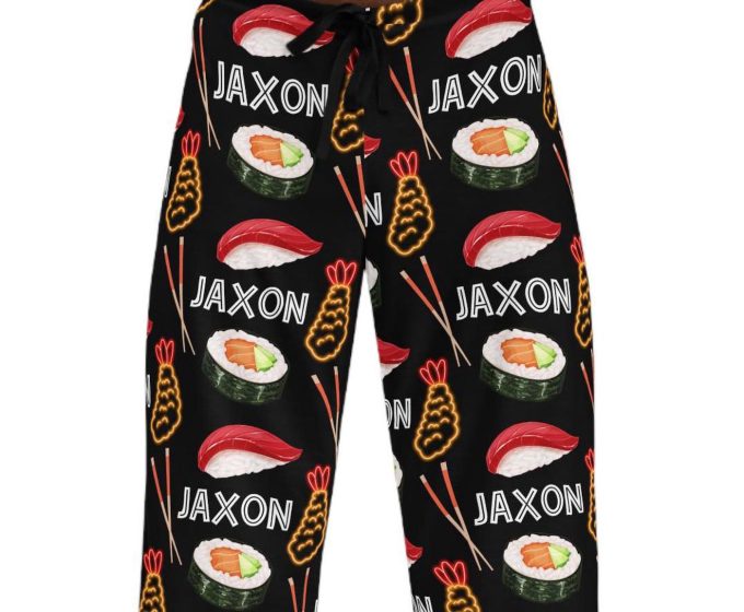 Fun Sushi Print Pajama Pants: Dad S Christmas Gift Teens &Amp; Boys Lounge Pants