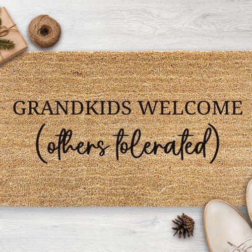 Personalized Grandkids Welcome Coir Doormat: Perfect Housewarming & Christmas Gift