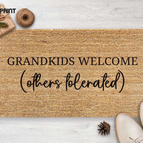 Personalized Grandkids Welcome Coir Doormat: Perfect Housewarming & Christmas Gift