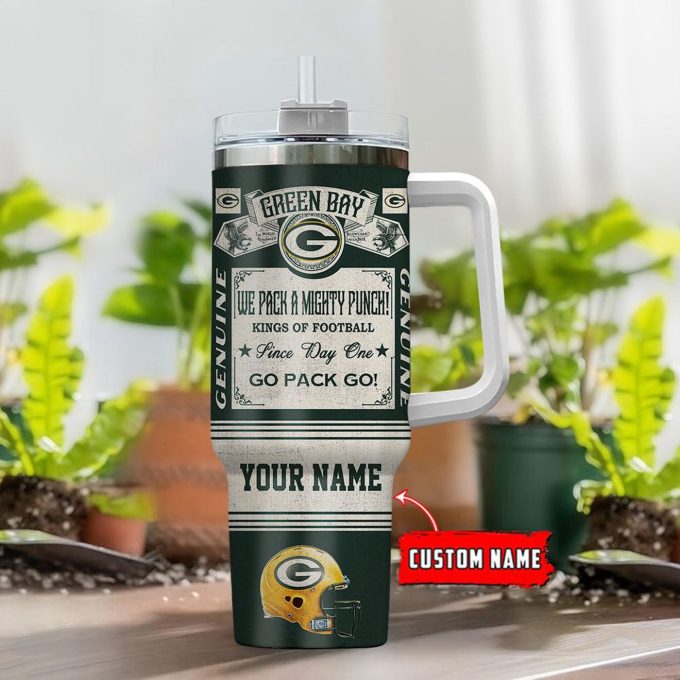 Green Bay Packers Vintage King Of Football Custom Name 40Oz Stanley Tumbler – Perfect Gift For Fans!