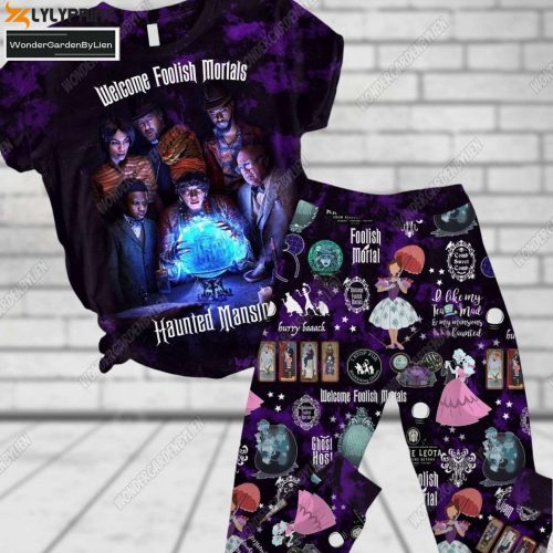 Spooky Halloween Haunted Mansion Pajamas Set – Horror Character Tee Pants Disneyland Halloween PJs