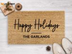 Custom Happy Holidays Doormat: Personalized Christmas Decor Housewarming & New Home Gift
