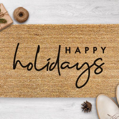 Holiday Cheer Doormat: Festive Christmas Door Mat for New Home Housewarming Gift & Seasonal Decor