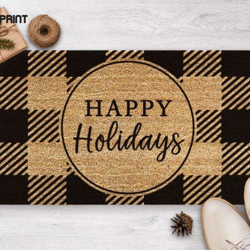 Happy Holidays Doormat - Christmas Door Mat for New Home Gift & Holiday Season Decor