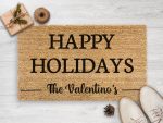 Personalized Happy Holidays Doormat: Perfect Christmas Decor & Housewarming Gift Personalized Happy Holidays Doormat: Perfect Christmas Decor & Housewarming Gift