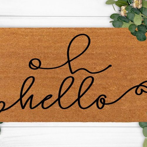 Custom Hello Doormat – Perfect Birthday Christmas Camping Engagement and Anniversary Gift – Cute Decoration