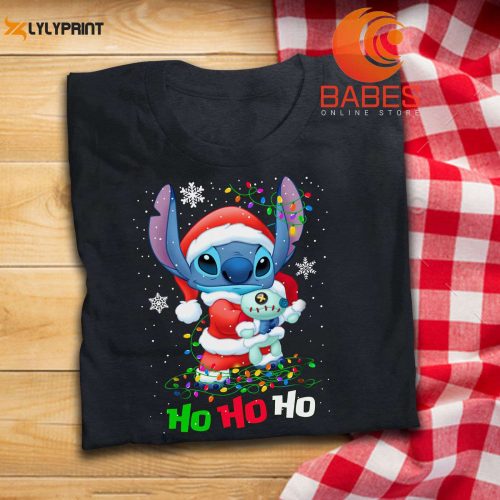 Get Festive with Ho Ho Ho Santa Claus Funny T Shirt – Perfect for Stitch Lovers!