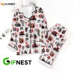 Spooky Style: Horror Movies Button Down Pajamas Set – Perfect Gift