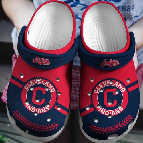 Shop Stylish MLB Cleveland Guardians Red-Navy Crocs Clog Shoes: Hot Team Gear!