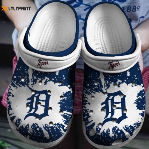 Stylish Detroit Tigers White-Navy Crocs Shoes: Hot MLB Team Clog Shoe