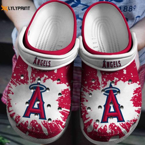 Stylish Hot MLB Team Los Angeles Angels White-Red Crocs Shoes: Trendy Clog Shoes