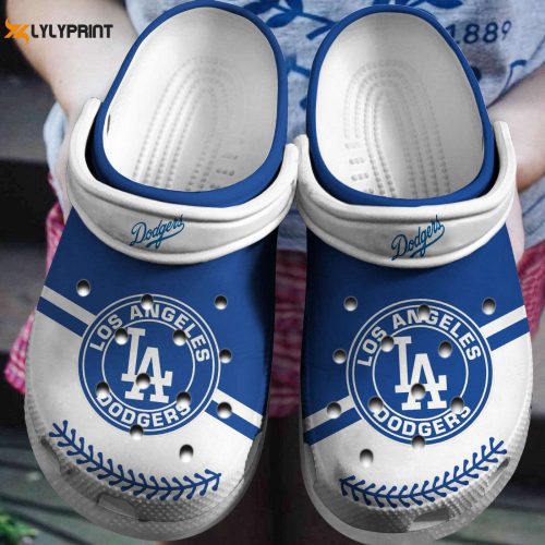 Score Big with Los Angeles Dodgers White – Blue Crocs Shoes: MLB Team Clog Shoes