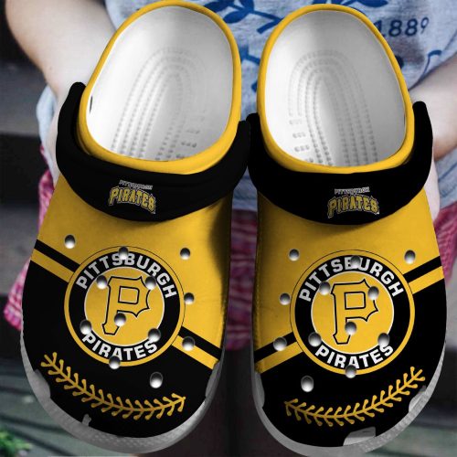 Get Game-Ready with Pittsburgh Pirates Yellow-Black MLB Crocs Shoes