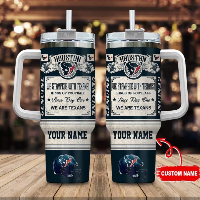 Houston Texans Nfl Vintage King Of Football Custom Name 40Oz Stanley Tumbler – Perfect Gift For Fans!