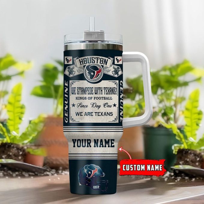 Houston Texans Nfl Vintage King Of Football Custom Name 40Oz Stanley Tumbler – Perfect Gift For Fans!