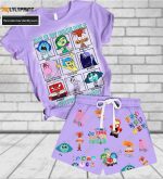 Disney Pixar Inside Out 2 Tshirt Short Set – Character T-Shirt & Movie Watching Pajamas