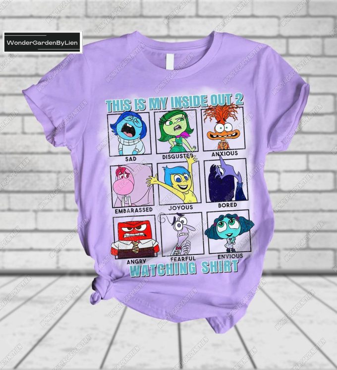 Disney Pixar Inside Out 2 Tshirt Short Set – Character T-Shirt &Amp; Movie Watching Pajamas