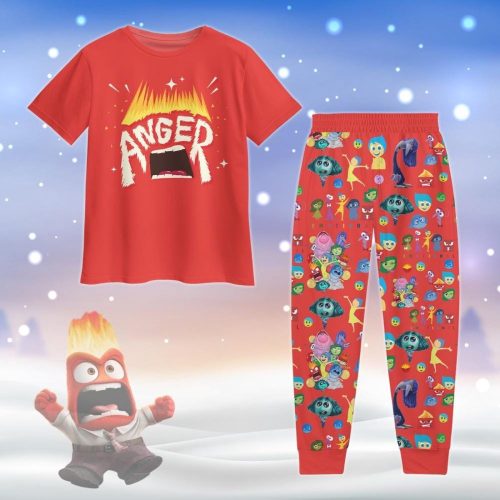 Disney Inside Out Anger Pajamas: Festive Movie PJs for Her Emotion Friends Christmas Gift