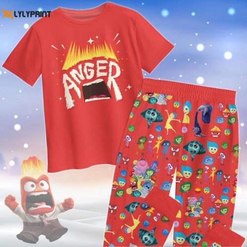 Disney Inside Out Anger Pajamas: Festive Movie PJs for Her Emotion Friends Christmas Gift