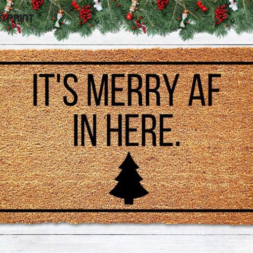 Merry AF Christmas Doormat: Funny Festive Welcome Mat for Holiday Decor