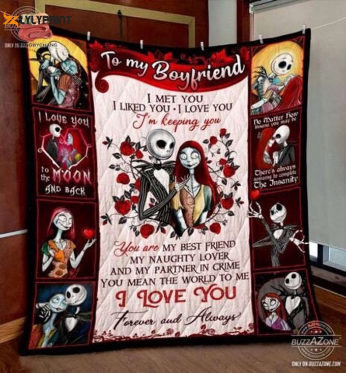 Jack And Sally Nightmare Before Christmas Fleece Blanket: Premium Sherpa Couple Gift