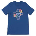 Jesus Paid It All Flower Cross T-Shirt: Faith-inspired Design