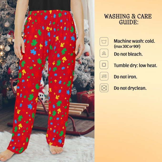 Colorful Jigsaw Puzzle Family Pajama Pants: Matching Christmas Holiday Gift Autism Awareness Sleep Pants