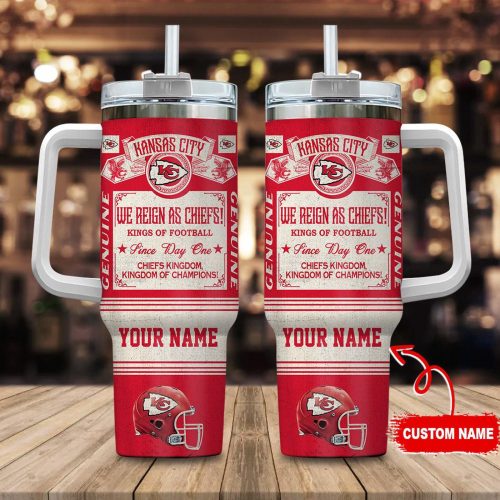 Vintage Kansas City Chiefs NFL 40oz Stanley Tumbler – Custom Name Gift for Football Fans