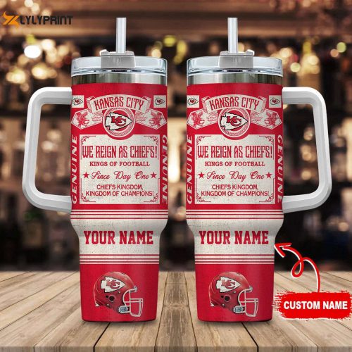 Vintage Kansas City Chiefs NFL 40oz Stanley Tumbler – Custom Name Gift for Football Fans