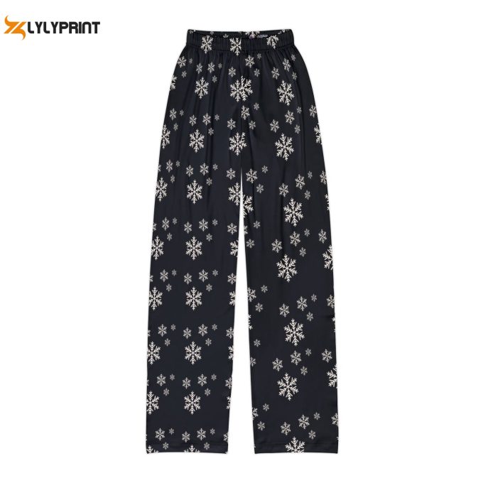 Snowy Winter Comfort: Kids Christmas Cozy Black Pajama Pants For Ultimate Holiday Relaxation 1